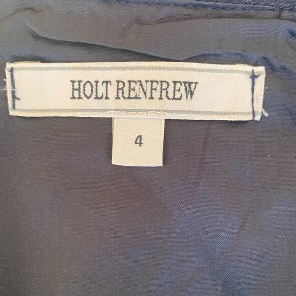 Vintage 90s Holt Renfrew Navy Pinstripe Straight Pencil Skirt - Picture 7 of 12